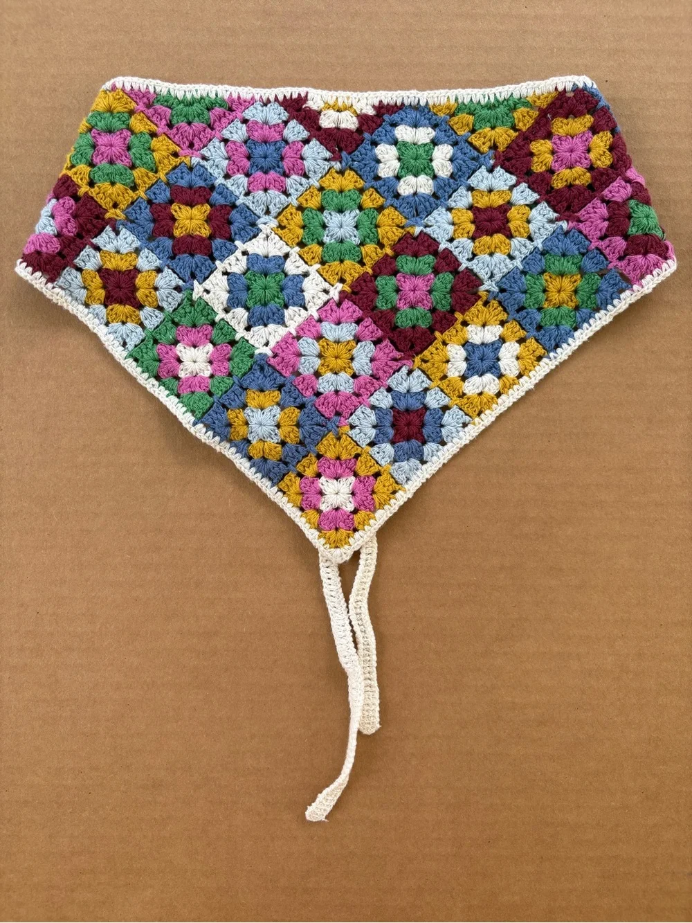 Crochet Granny Square Boho Hair Scarf